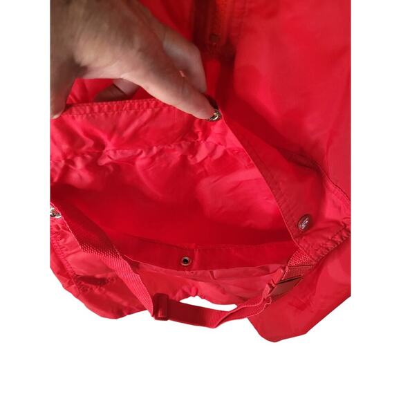 Totes Women Red Raincoat Hood Pocket Drawstring Hem Zip Front Sz L - Picture 7 of 8